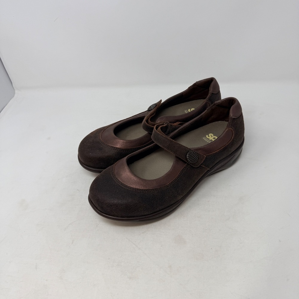 SAS Mary Jane Bronze Brown 10 Comfort Walking Shoes Made in USA Metallic Leather